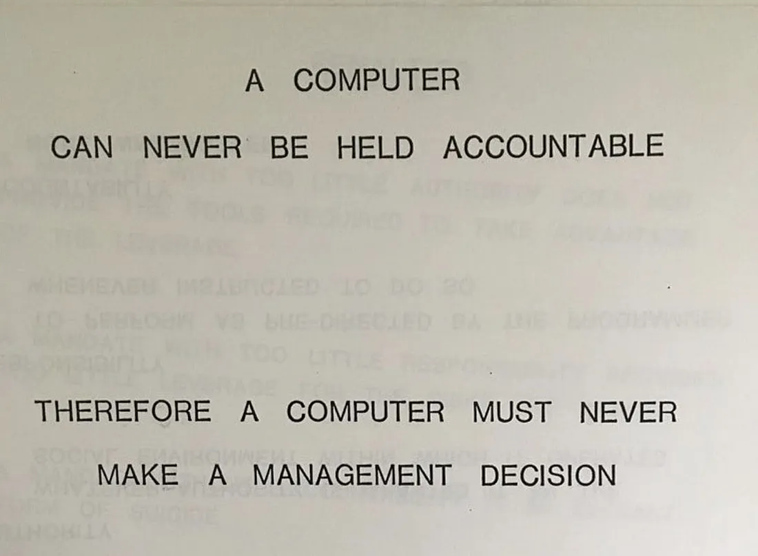 1979 IBM presentation slide about accountability