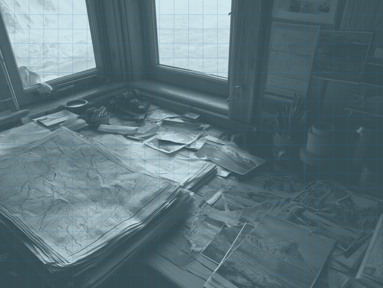 A corner desk covered in notes